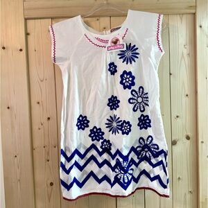 Jelly The Pug White and Blue Floral Dress